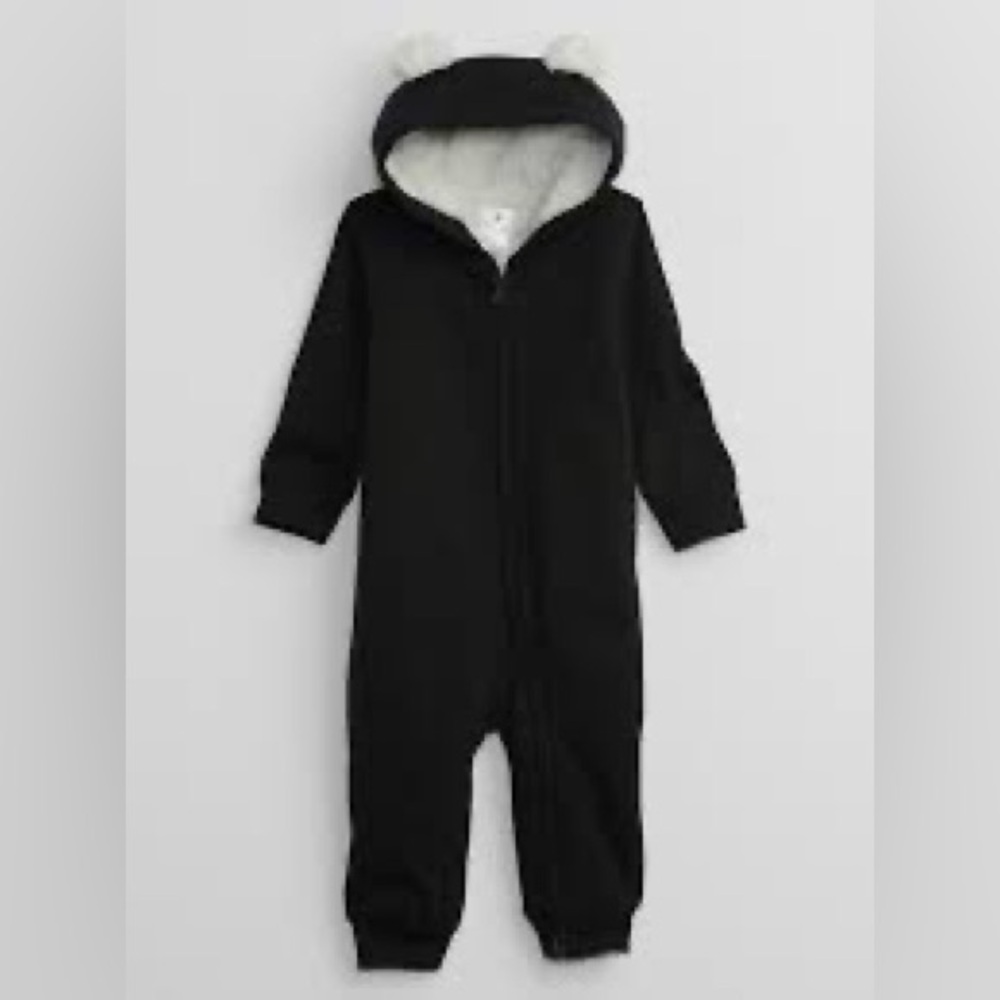 Gap Baby Logo Sherpa Black One Piece Size 12-18 months